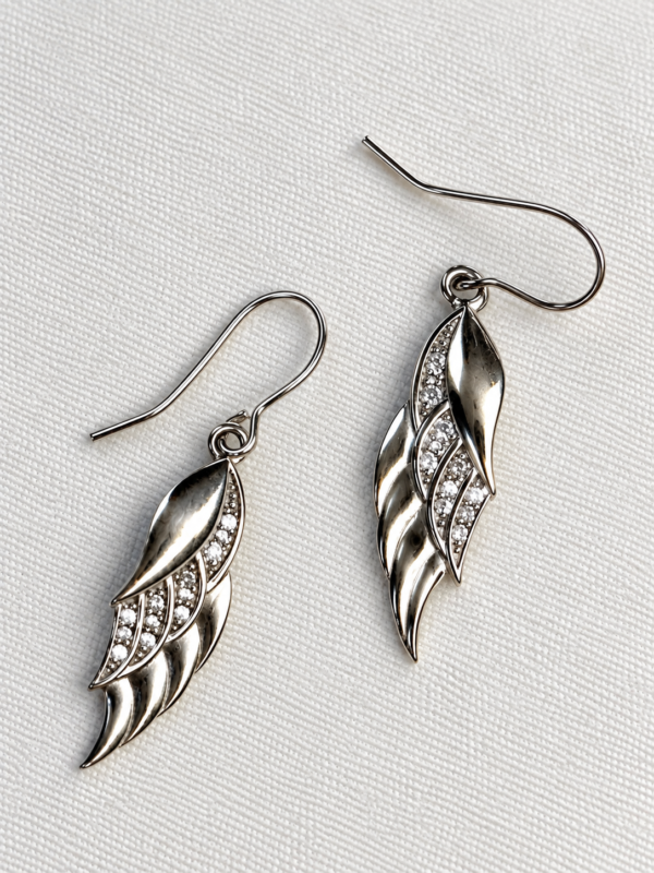 Sterling Silver Feather Drop Earrings