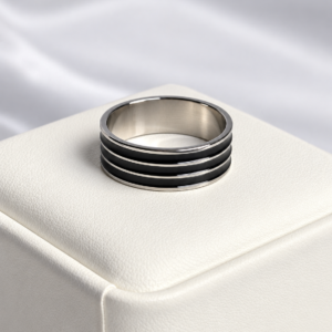 Onyx Triple-Ridge Ring